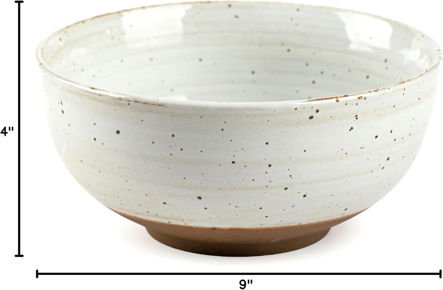 Mixing and Serving Bowl - 9 inch Ceramic Stoneware, Handmade White, Microwave & Dishwasher Safe