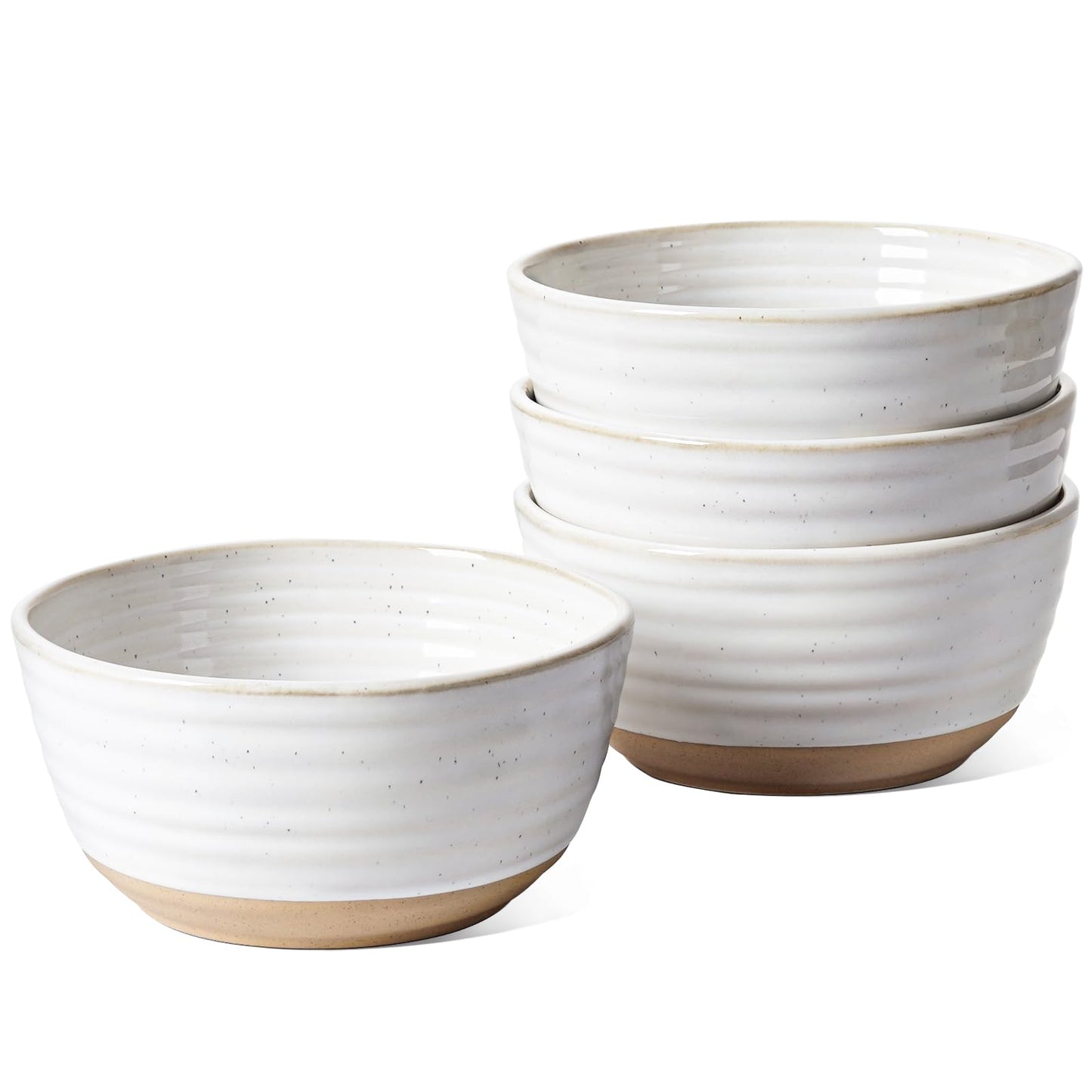 LE TAUCI Cereal Bowls Set of 4, Ceramic Soup Bowl 28 oz, Stoneware Kitchen Bowl for Pho, Chip, Fruit, Salad, Noodle, Ramen, Dishwasher Oven Microwave Safe - 6 Inch, Arctic white