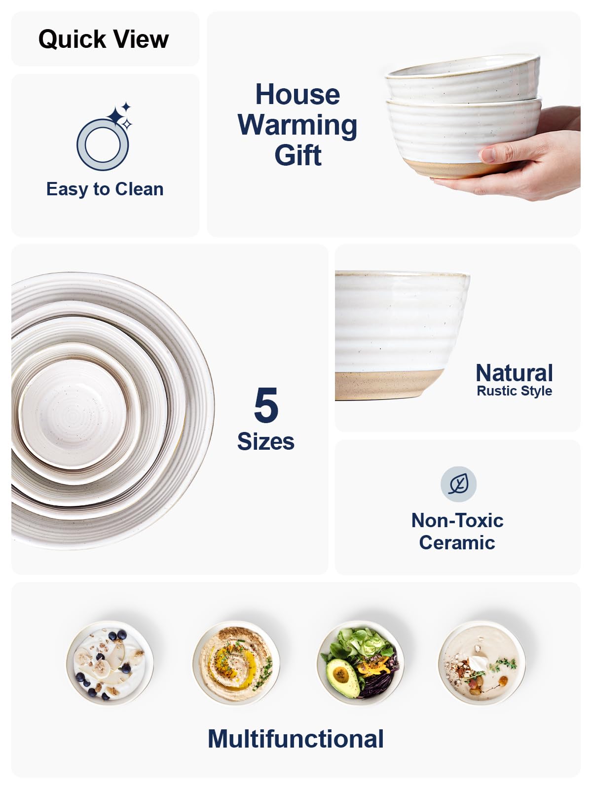 LE TAUCI Cereal Bowls Set of 4, Ceramic Soup Bowl 28 oz, Stoneware Kitchen Bowl for Pho, Chip, Fruit, Salad, Noodle, Ramen, Dishwasher Oven Microwave Safe - 6 Inch, Arctic white