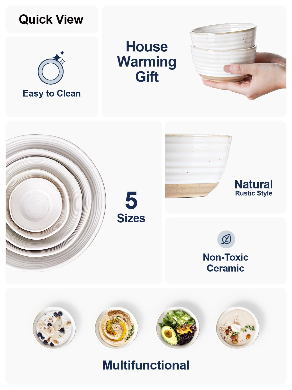 LE TAUCI Cereal Bowls Set of 4, Ceramic Soup Bowl 28 oz, Stoneware Kitchen Bowl for Pho, Chip, Fruit, Salad, Noodle, Ramen, Dishwasher Oven Microwave Safe - 6 Inch, Arctic white