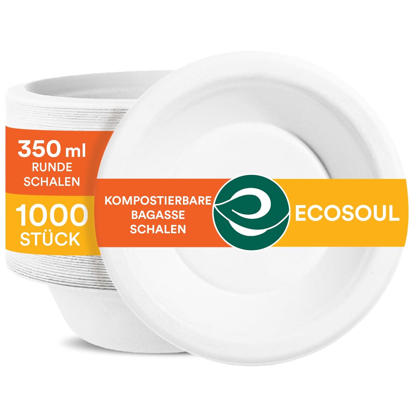 ECO SOUL 100% Compostable 16 Oz Soup Bowls [100-Pack] Disposable dessert bowls I Heavy duty paper bowl I Eco-friendly salad bowl I Biodegradable large Bowls