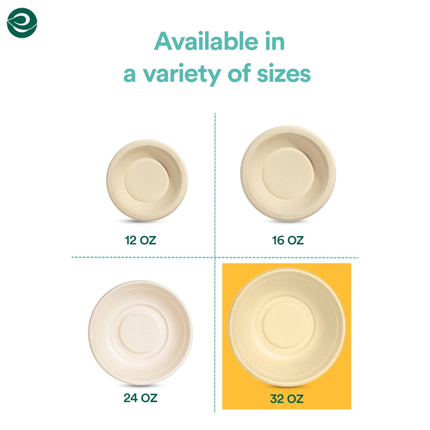 ECO SOUL 100% Compostable 16 Oz Soup Bowls [100-Pack] Disposable dessert bowls I Heavy duty paper bowl I Eco-friendly salad bowl I Biodegradable large Bowls