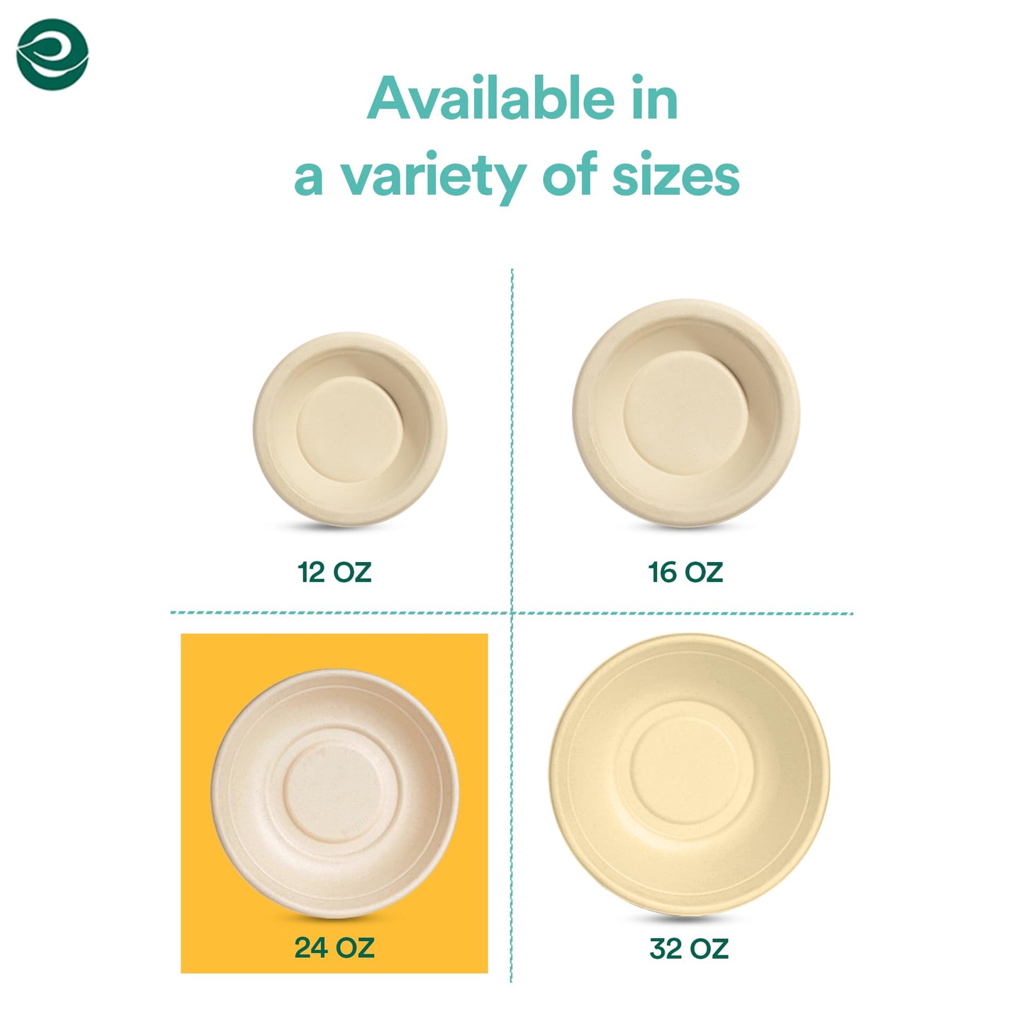 ECO SOUL 100% Compostable 16 Oz Soup Bowls [100-Pack] Disposable dessert bowls I Heavy duty paper bowl I Eco-friendly salad bowl I Biodegradable large Bowls
