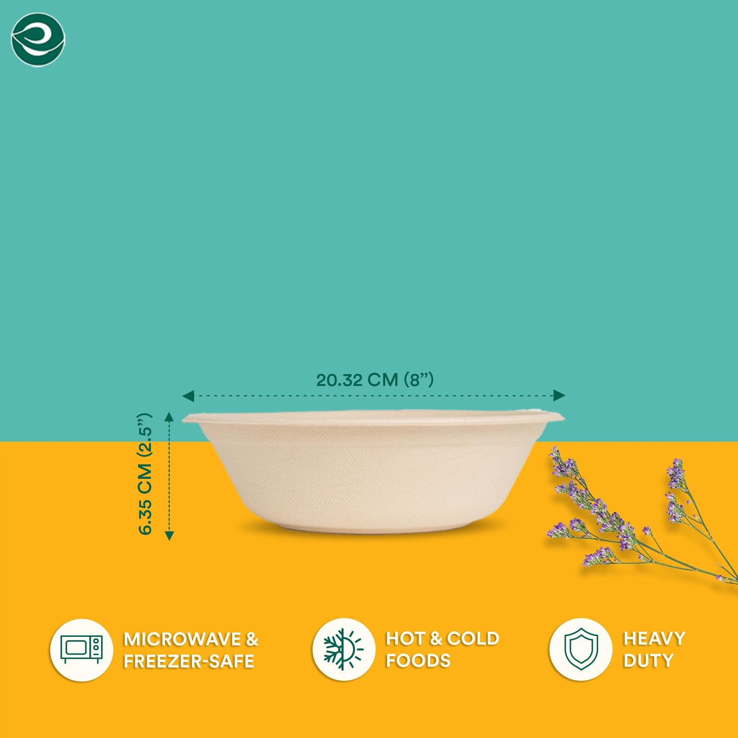 ECO SOUL 100% Compostable 16 Oz Soup Bowls [100-Pack] Disposable dessert bowls I Heavy duty paper bowl I Eco-friendly salad bowl I Biodegradable large Bowls