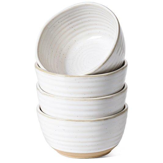 LE TAUCI Cereal Bowls Set of 4, Ceramic Soup Bowl 28 oz, Stoneware Kitchen Bowl for Pho, Chip, Fruit, Salad, Noodle, Ramen, Dishwasher Oven Microwave Safe - 6 Inch, Arctic white