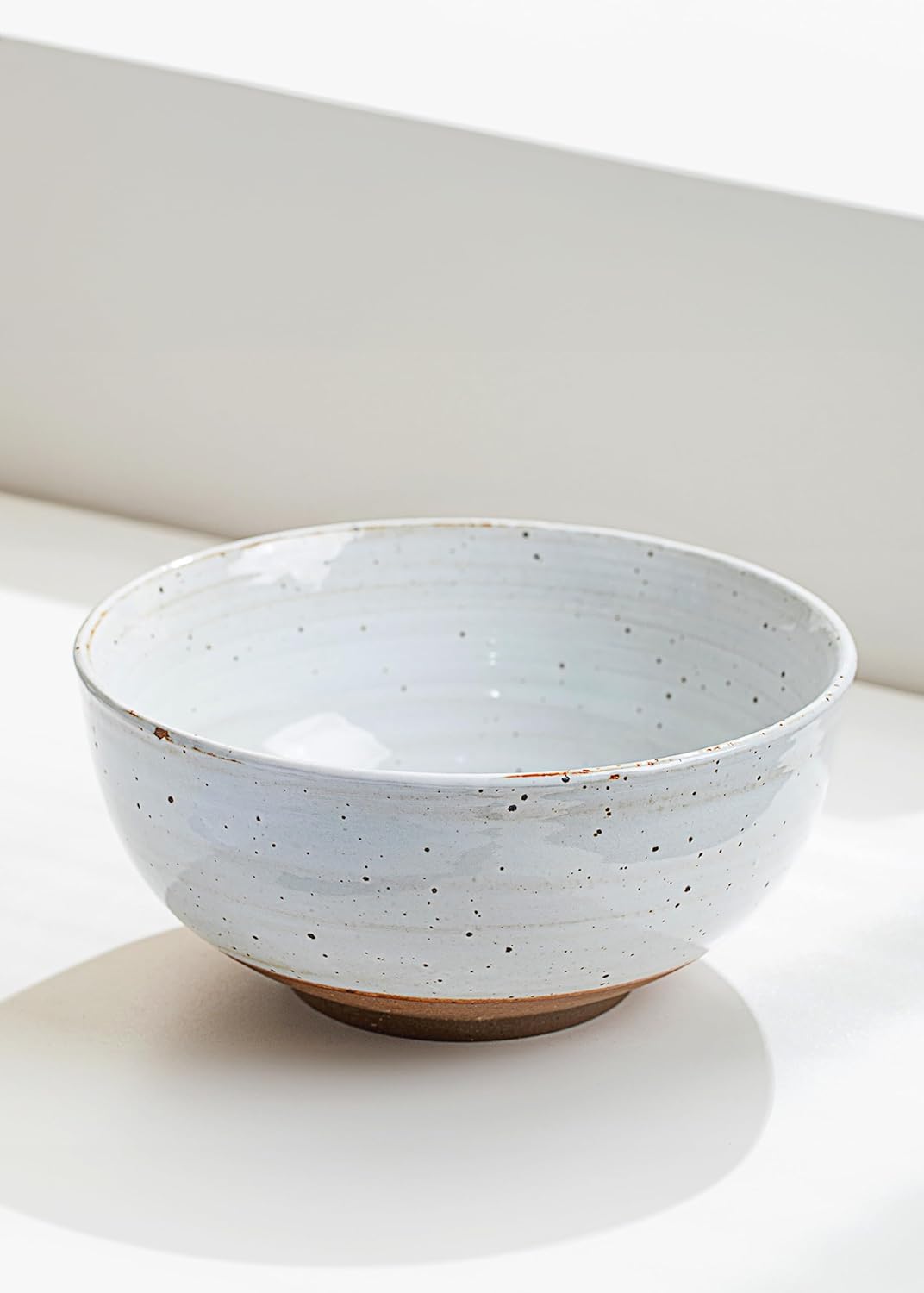 Mixing and Serving Bowl - 9 inch Ceramic Stoneware, Handmade White, Microwave & Dishwasher Safe