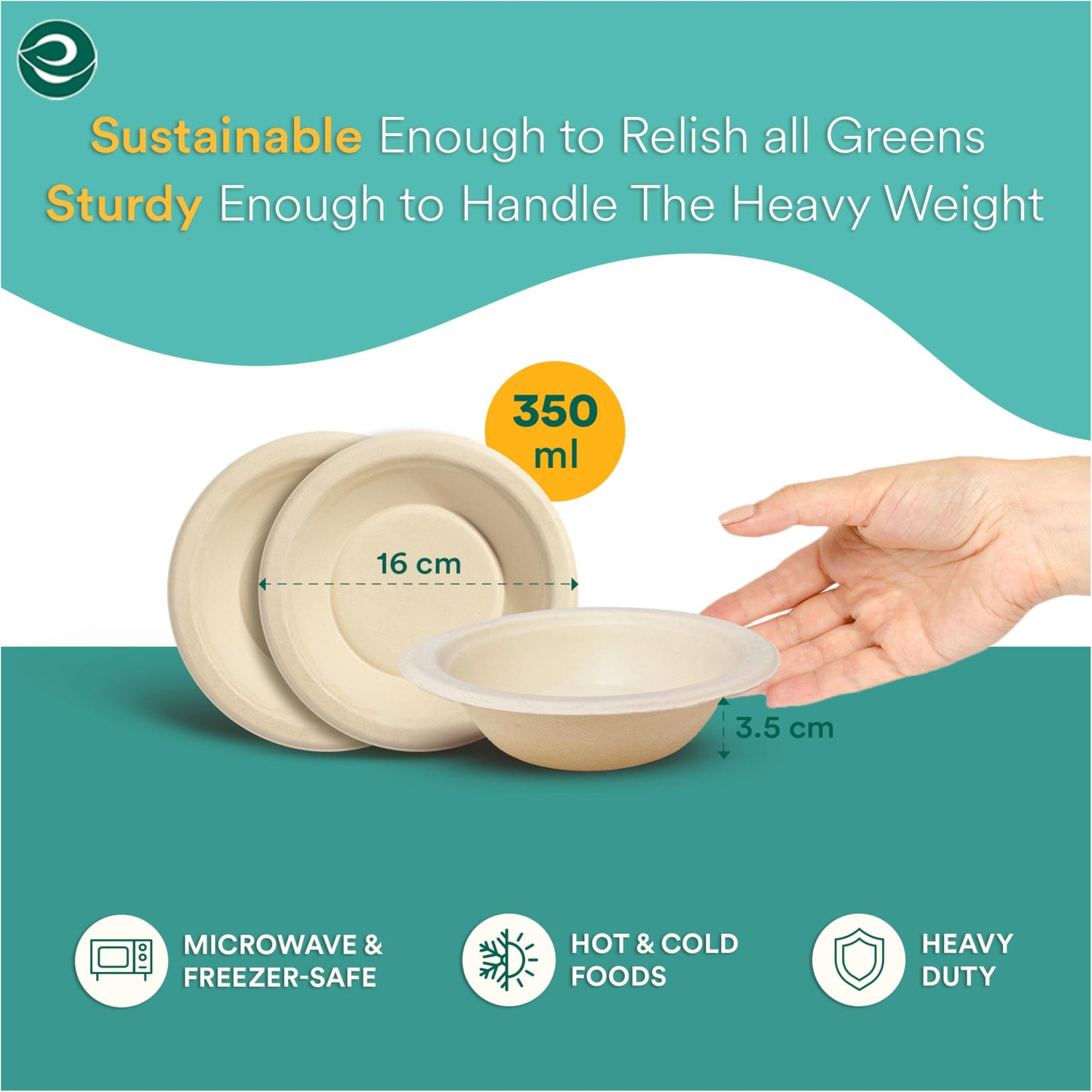 ECO SOUL 100% Compostable 16 Oz Soup Bowls [100-Pack] Disposable dessert bowls I Heavy duty paper bowl I Eco-friendly salad bowl I Biodegradable large Bowls