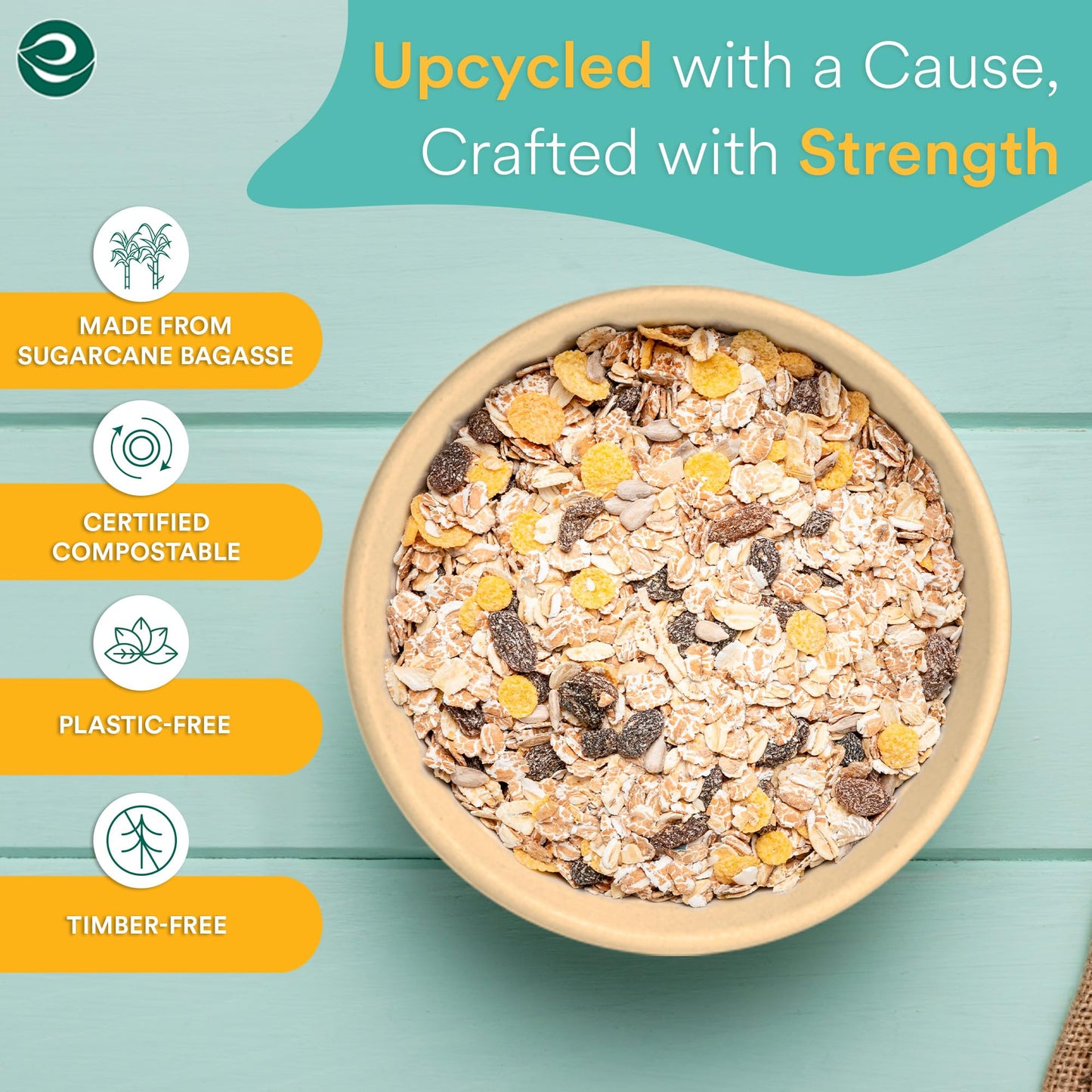ECO SOUL 100% Compostable 16 Oz Soup Bowls [100-Pack] Disposable dessert bowls I Heavy duty paper bowl I Eco-friendly salad bowl I Biodegradable large Bowls