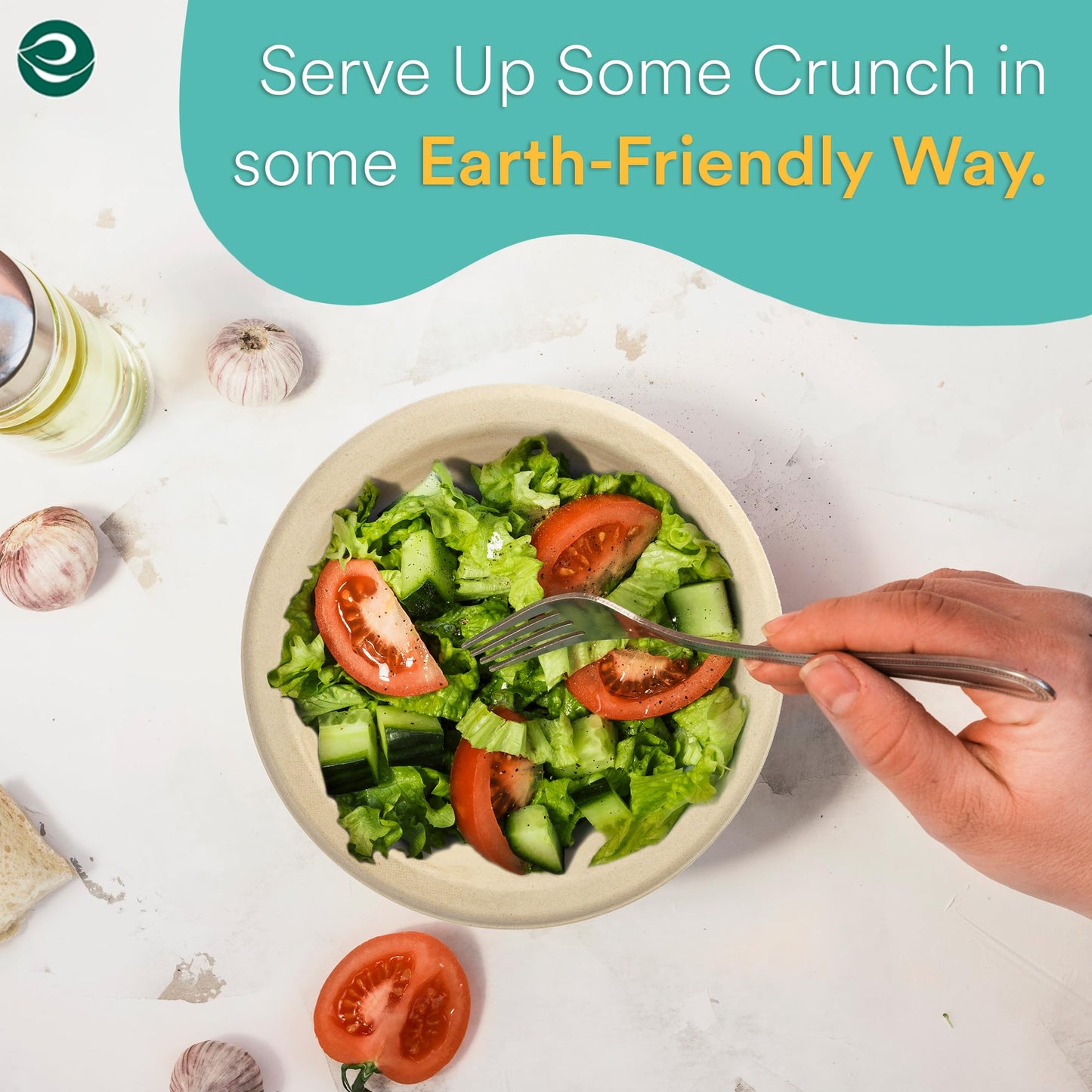 ECO SOUL 100% Compostable 16 Oz Soup Bowls [100-Pack] Disposable dessert bowls I Heavy duty paper bowl I Eco-friendly salad bowl I Biodegradable large Bowls